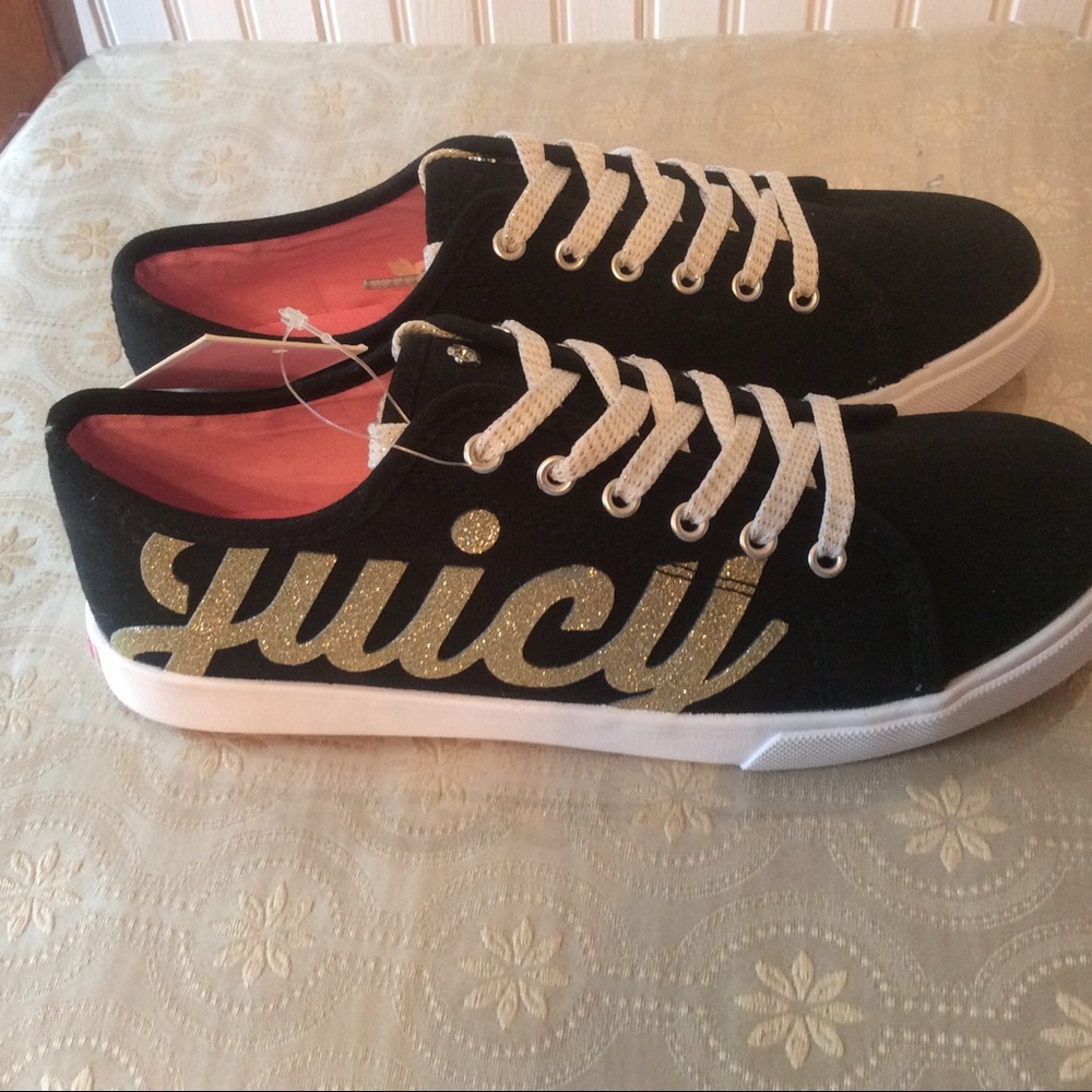 Girls Juicy Black and Gold Sneakers